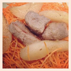 Salade de roquette et mignon de porc