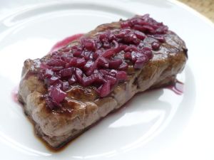 Pavé de bœuf sauce échalotes