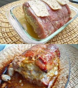 Rôti de porc aux pommes et à l'ail