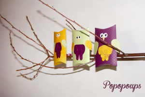 DIY : Déco branche et ses trois hiboux-boîtes détachables...
