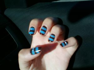 Nail Art Rayé Blue & Brown