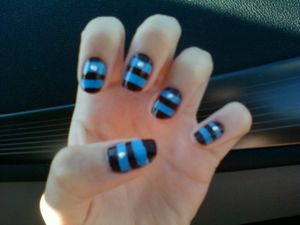 Nail Art Rayé Blue & Brown