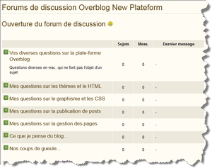 Nouveau : le forum du blog est opérationnel !