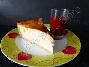 Tarte au fromage blanc et son coulis de fraises