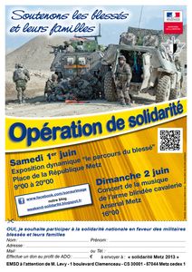 Metz : solidarité pour nos militaires blessés et leurs familles les 1er et 2 juin 2013