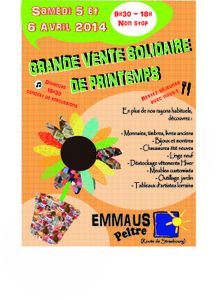 Emmaüs Peltre : Grande Vente solidaire de printemps les 5 et 6 avril