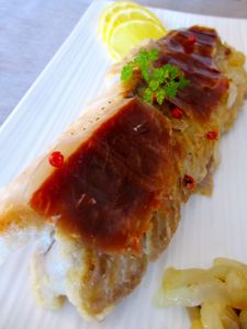 Lieu noir au jambon fumé