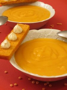 Velouté de lentilles corail et carottes