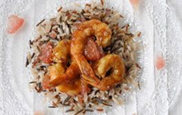 Idée recette du week-end : Gambas sautées au pamplemousse et riz sauvage