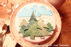 Un gâteau d'hiver : Décor en pâte à sucre