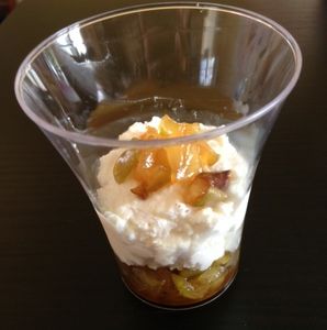 Verrine sucrée salée au brocciu et pomme caramélisée