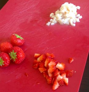 Fraîcheur d'été la verrine coco litchi fraise gingembre réalisée au thermomix
