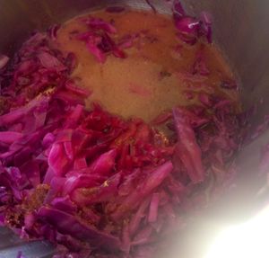Accompagnement automnale, compotée de Chou rouge et châtaigne