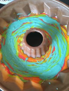 Gâteau Arc en Ciel en forme de 3, recette au thermomix