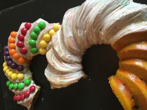 Gâteau Arc en Ciel en forme de 3, recette au thermomix