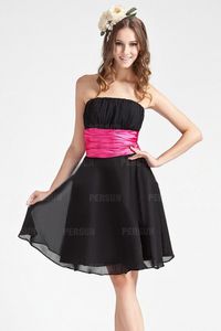 Short black bridesmaid dresses with rose bowknot