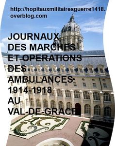 LES J.M.O. DES AMBULANCES (1914-1918), AU VAL-DE-GRACE (1er au 5e CA)