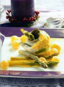 Rodaballo al vapor con uvas