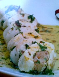 Rollito de pollo y foie al chimichurri