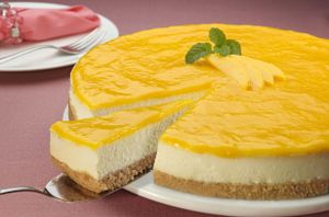 Cheeasecake de mango con gelatina de limon