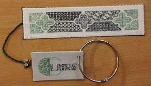 Marque page en blackwork Pocket garden of four leaf clover