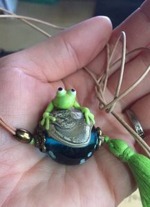 Grenouille sur perle d'eau