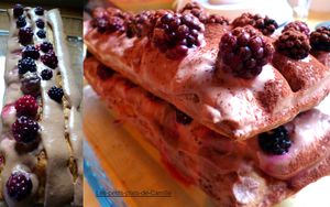 Millefeuilles mûres-framboises et sa chantilly au chocolat noir