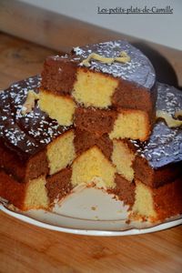 Gâteau damier chocolat-vanille