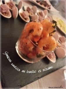 Gambas sautée au basilic et sésame