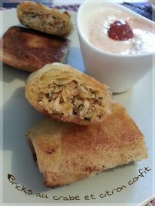 Bricks au crabe et citron confit