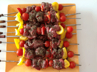 Brochettes d'agneau aux 2 poivrons