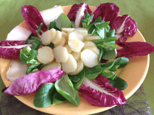 SALADE DE MACHE, TREVISE ET POMMES DE TERRE