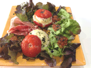 salade de tomates au chèvre chaud