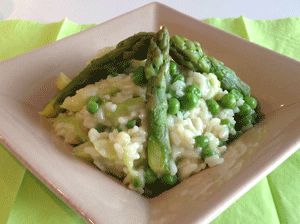 RISOTTO AUX PETITS POIS ET ASPERGES VERTES