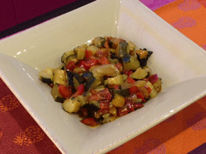 COMPOTEE DE COURGETTES, POIVRONS ET OIGNONS