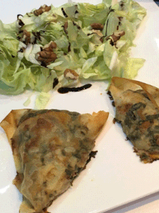 Blettes au chèvre et noix en samoussa