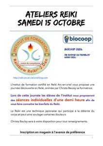 Le samedi 15 octobre, venez découvrir le Reiki Arc-en-Ciel au magasin Biocoop à Creil