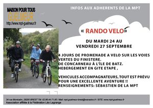 Quelques places encore pour la prochaine Rando Vélo !