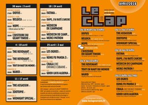 Programme d'Avril ... le Clap change de cap