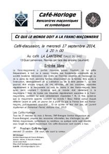 Café horloge du 17 septembre : Ce que le monde doit à la franc-maçonnerie
