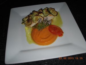 Escalope de poulet purée de patate douce aux 4 épices