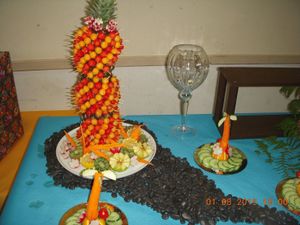 Brochette de melon et pastèque sur ananas