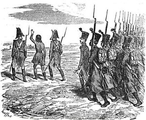 Staps conduit au peloton d'exécution (gravure de Raffet).