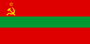 Le drapeau transnistrien traduit bien la nostalgie de l'ère soviétique.