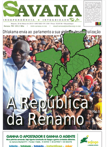 Une du journal Savana daté du 20 mars.