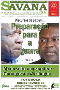 Une du journal Savana, le 11 septembre 2015.
