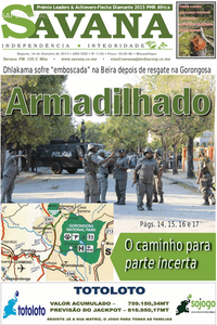 La Une du journal Savana, le 16 octobre 2015.