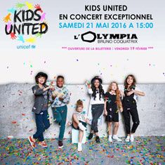 Les Kids United seront en concert à l'Olympia le 21 Mai 2016 !