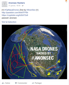 Le collectif @Anonsec a piraté la NASA et a essayé de crasher un drone d'une valeur de 222 millions de dollars