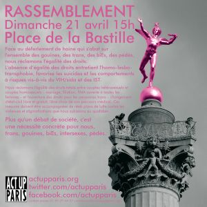 Paris, Bastille : rassemblement pour l'égalité, contre l'homophobie